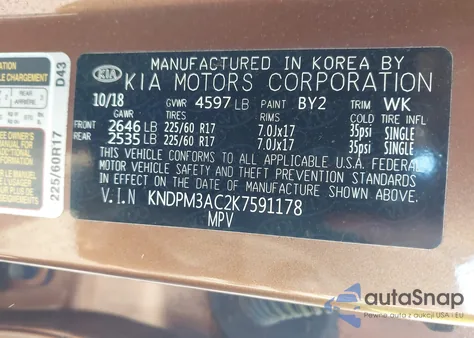 2019 Kia Sportage Lx from USA, damaged, VIN KNDPM3AC2K7591178
